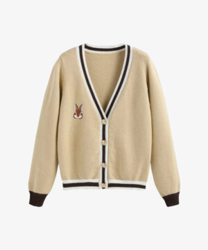 Girl Latest Cute Rabbit Embroidered Cardigan Sweater